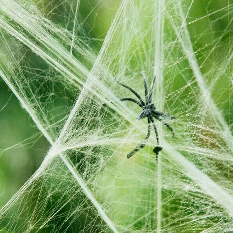 Halloween Decorations Artificial Spider Web Super Stretch Cobwebs with Fake Spiders Scary Party Scene Decor Horror House Props