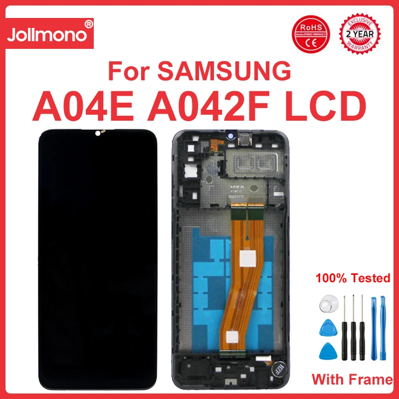 Pengganti layar Lcd Samsung Galaxy A04e, layar sentuh tampilan Lcd dengan rakitan bingkai untuk Samsung Galaxy A04e A042F A042F/DS