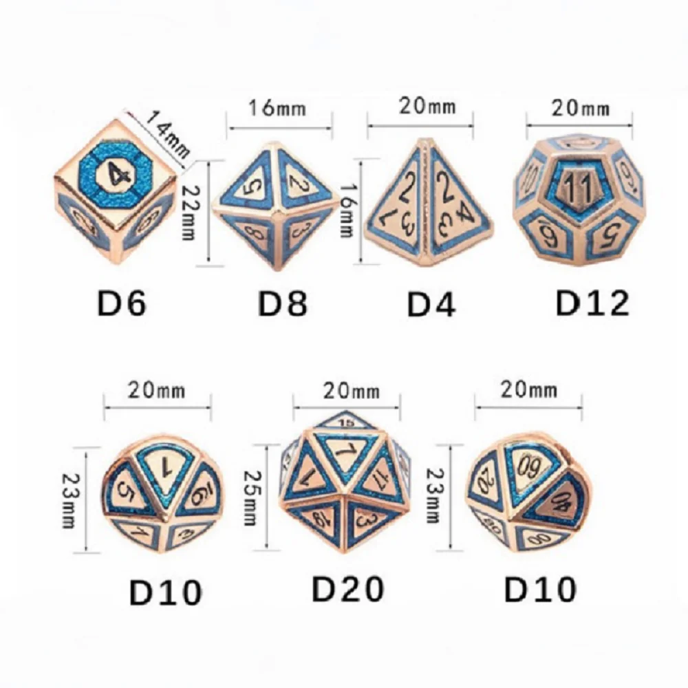 Design 7 metal dice sets and dice D&D dice Pathfinder board game digital dice gift box packaging for role-playing games