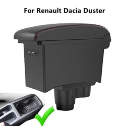 Car Armrest Box for Renault Dacia Duster 2 3 2019 2020 2021 2022 Central console Storage Box Modification USB LED Arm Rest