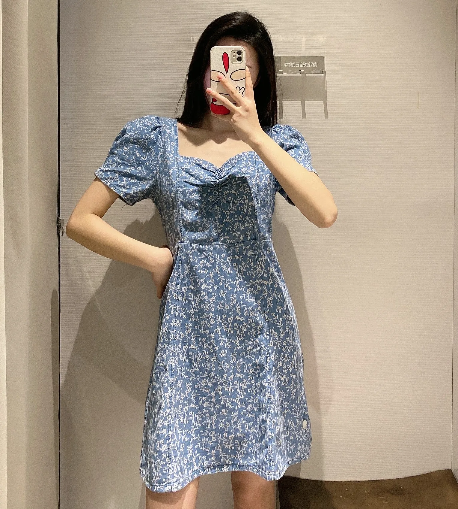 Nouvelle Arrivée Robe en jean à imprimé floral tendance pour femme, coupe droite décontractée, manches courtes, style vacances, Printemps-Été
