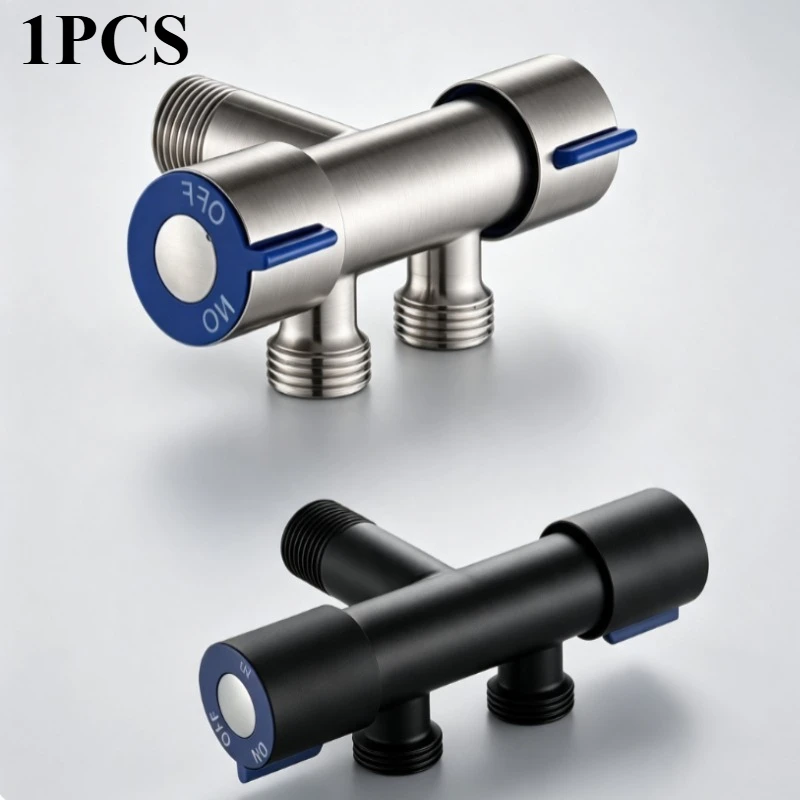 1PCS 304 Stainless Steel Dual Outlet Water Tap G1/2 Dual Control Valve Splitter Faucet for Bathroom Laundry Bidet Hose