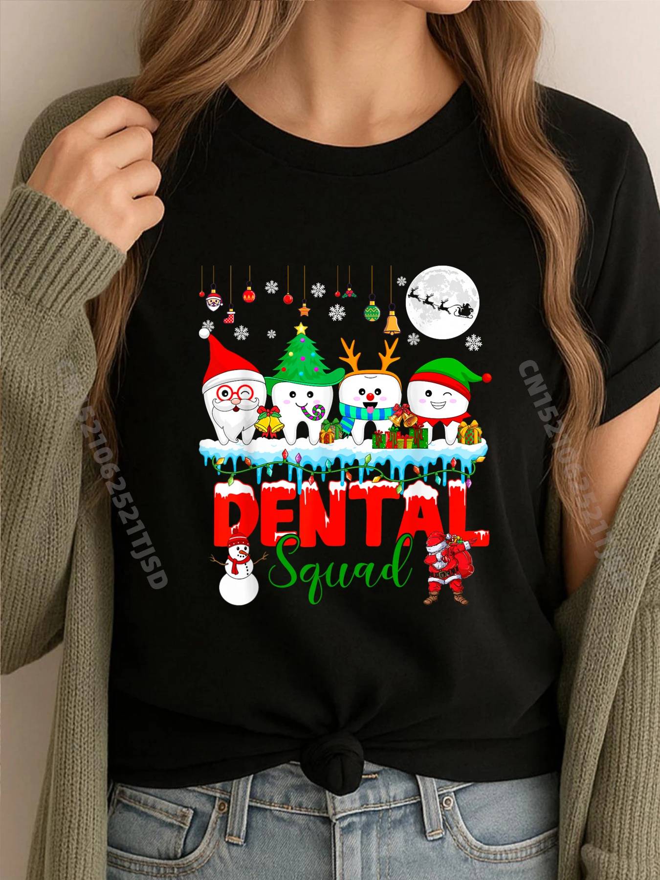 

Dental Squad Christmas Tree Santa Reindeer Elf Teeth Dentist 3XL Woman Clothing Mens Designer Clothes National Flag Day