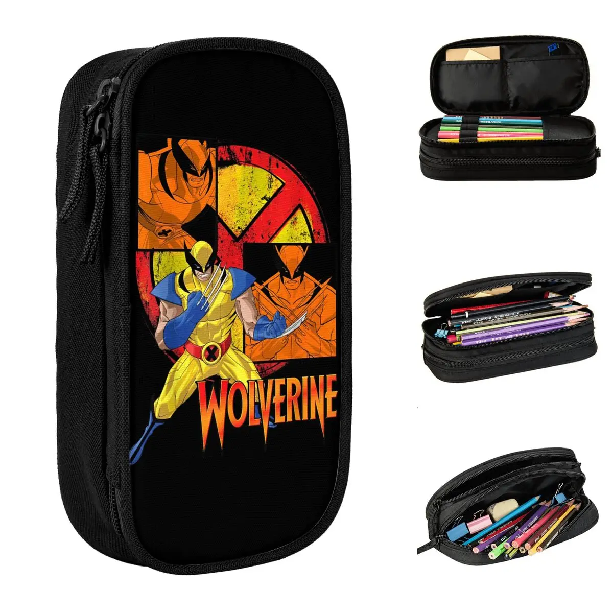 Creative X-Men Wolverine Collage Panel Logo Pencil Cases Pencilcases Pen for Student Big Capacity Bags Office Gift Stationery