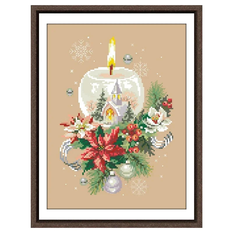 Candela di natale kit punto croce filo di seta di cotone 14ct 11ct lino lino tela ricamo fai da te ricamo decorazioni per la casa