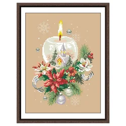 Candela di natale kit punto croce filo di seta di cotone 14ct 11ct lino lino tela ricamo fai da te ricamo decorazioni per la casa