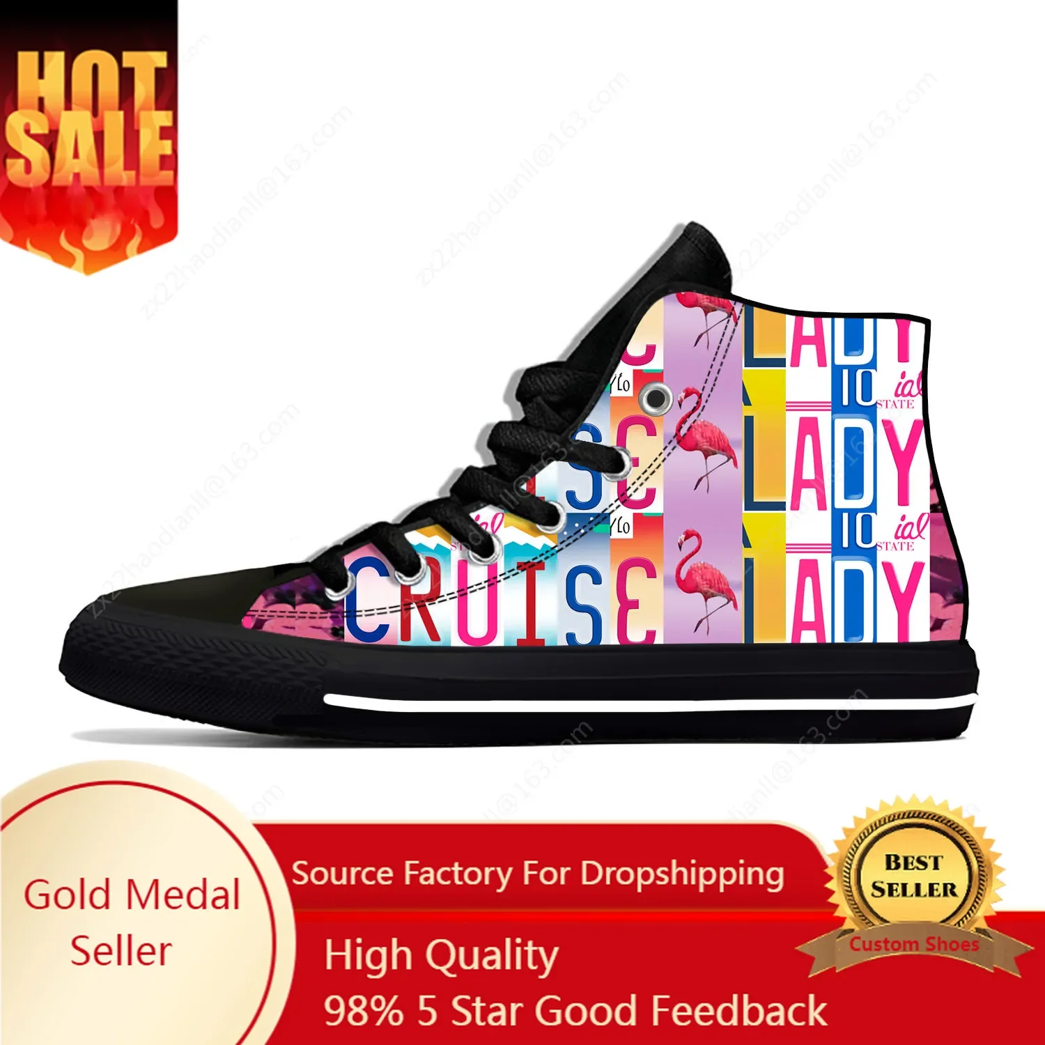 

Cruise Lady Flamingos High Top Sneakers Mens Womens Teenager Casual Shoes Canvas Running Shoe 3D Print Designer Lightweight shoe