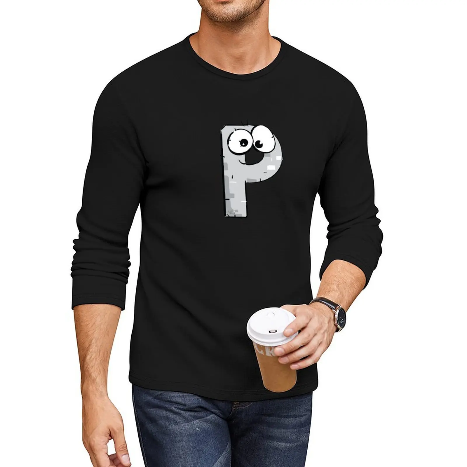 Cute P Long T-Shirt black t shirt Aesthetic clothing funny t shirts plain t-shirt mens t shirt graphic