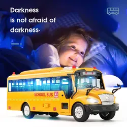 Kids School Bus Inertial Toys Lighting Car Model Interactive Educational Toys for Boys Girls Birthday Christmas Gift