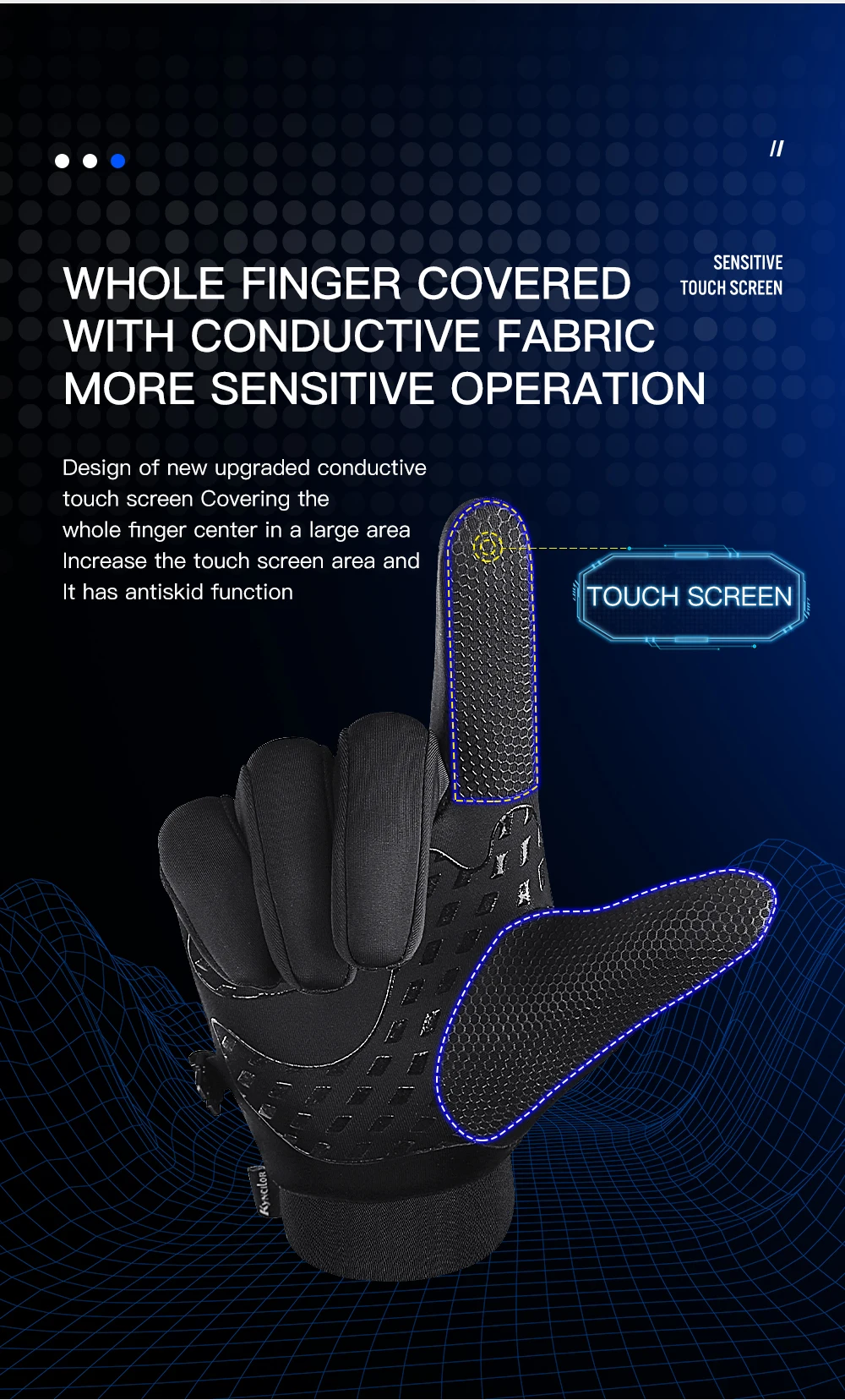 1 Pairs Winter Gloves Mens Touchscreen Non-Slip Unisex Waterproof Windproof Warm Cycling Cold Gloves Fashion Zipper Sports Glove