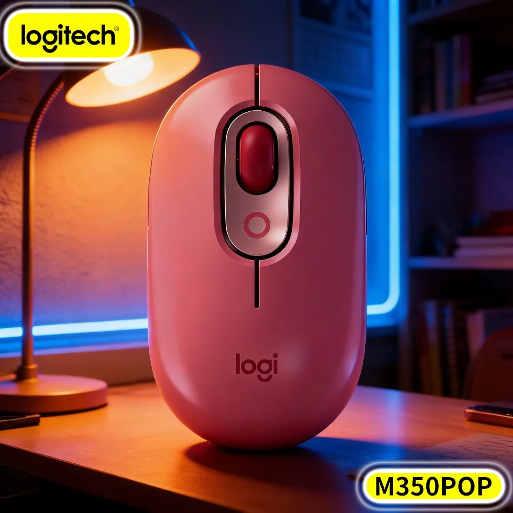Portable Logitech M350 POP Mouse Bluetooth USB 90% Less Noise 18-Month Battery Workstation Home Daily Travel