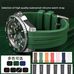 20mm 21mm 22mm Curved End Rubber Watch band No gaps for Rolex Submariner DAYTONA GMT Yacht-Master Silicone Strap Black Bracelet