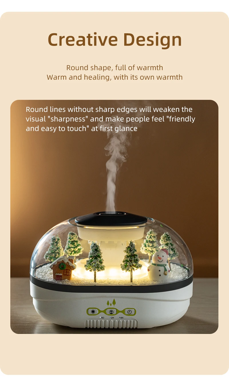 Simulierter Schneehügel-Luftbefeuchter, Schneemann-Aroma-Diffusor, Heimdekoration, kreative Schneelandschaft. Ideal für Schlafzimmer, Büro, Yo – Detail 2