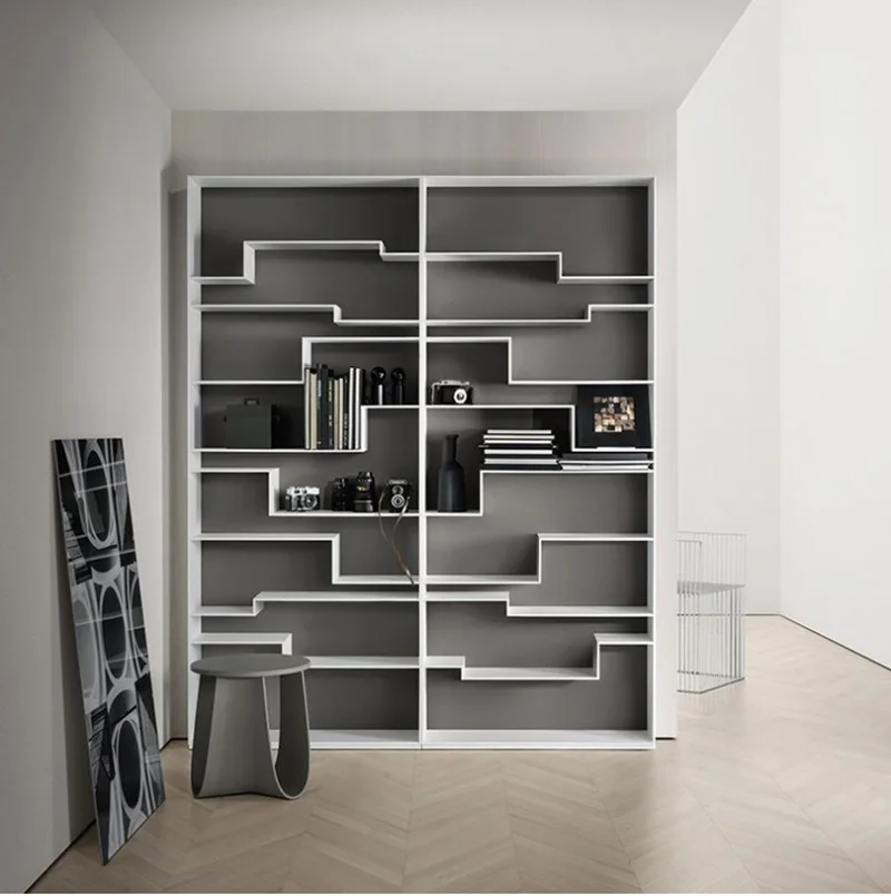 Black and white piano paint bookcase Modern simple bookshelf Shelf Floor-to-ceiling bookcase