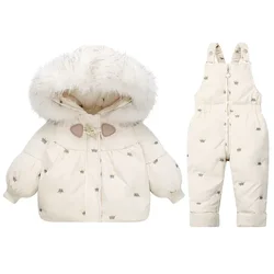 Winter Children's Clothing Set Baby Girl  Winter Jumpsuit Down Jacket for Girls Boys Coat Clothes Thicken Ski Snow Suit Overalls