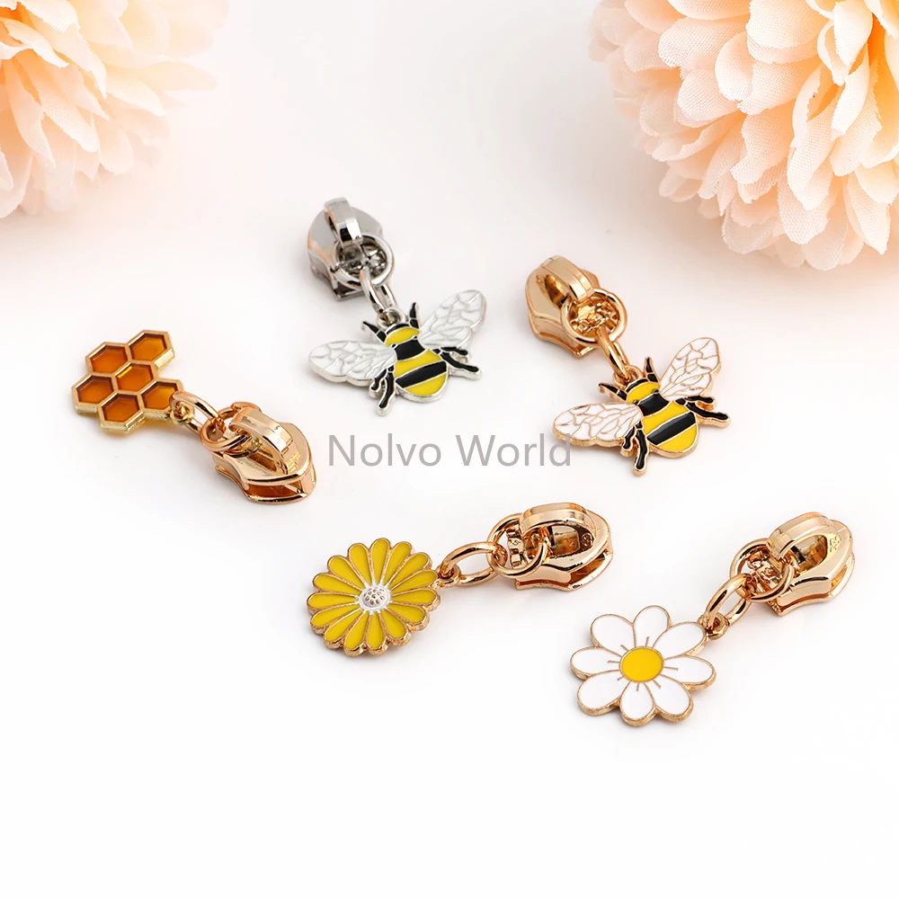 20-40-100PCS Trendy Insect Daisy Animals 5# Cute Zipper Heads For Nylon Purse Bags Hangbag Decorative Backpacks Gift Accessories