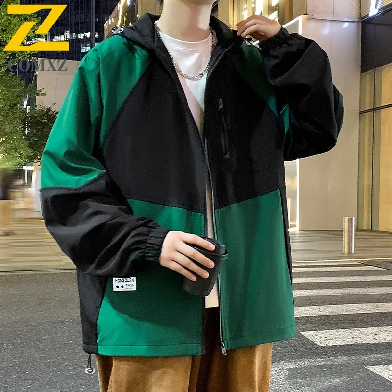 

COMXZ Men Solid Color Jacket 2025 Windproof Outdoor Travel Outdoor Camping Handsome Jacket Autumn Trendy Rider Hooded Jackets