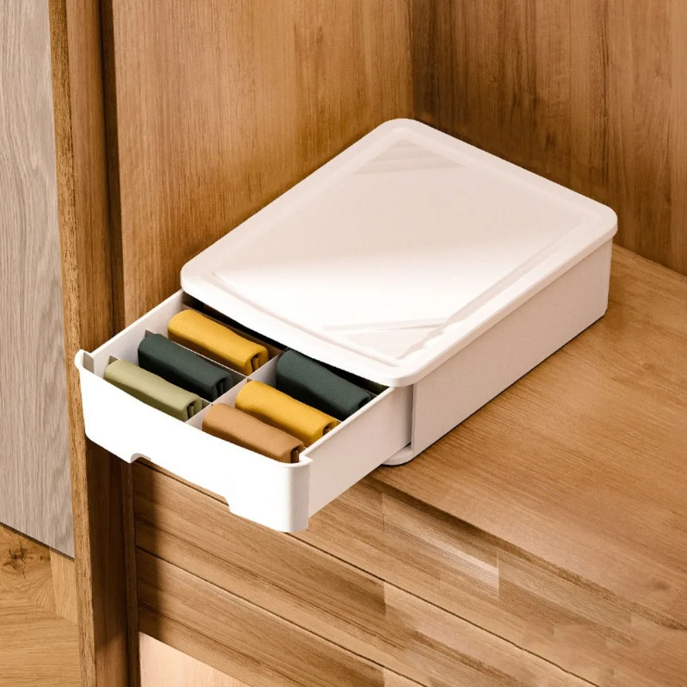 

Plastic Underwear Storage Box Drawer Type Solid Color Drawer Wardrobe Partition Large Capacity Stackable Clothes Organizer