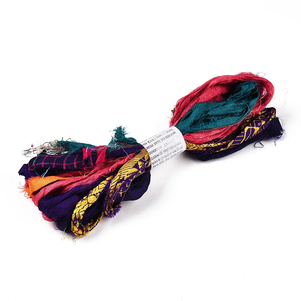 

5m Nepal Pure Silk Cord Tie-Dye Random Colorful Nepal Retro Style Thread for DIY Jewelry Handmade Crafts Making Accessories
