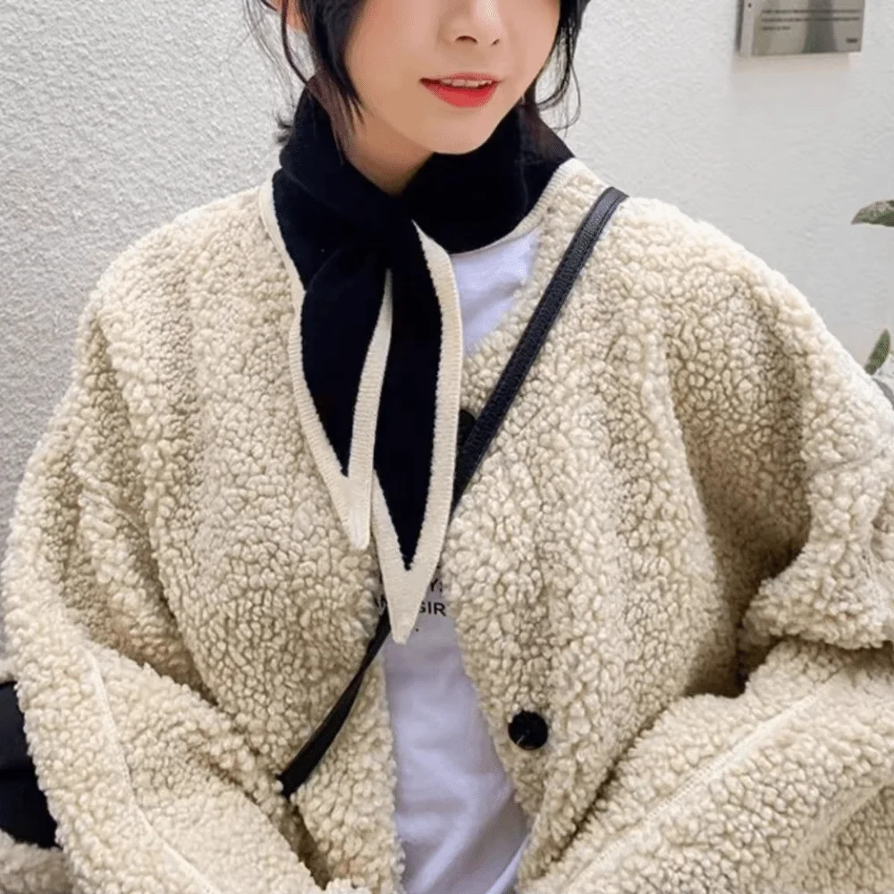 Sweet Solid Color Cross Scarves Triangle Warm False Collar Shawl Neck Wraps Cross Neckerchief Girl