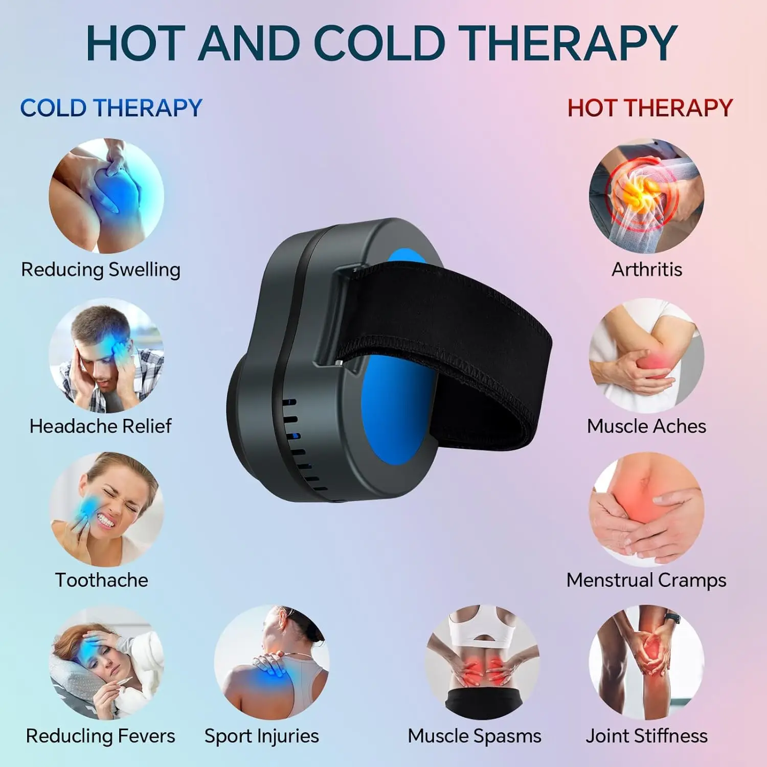 Portable Hot Cold Compress Devicer Heating Cooling for Knee Shoulder Back Elbow & Ankle Sports Recovery Muscle Care Pain Relief