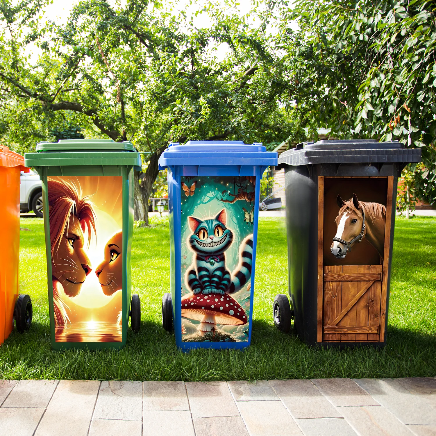 30 Styles Cartoon Cute Funny Various Animals Trash Can Sticker Peel & Stick Waterproof Home Decor Garbage Art Mural Wallpaper