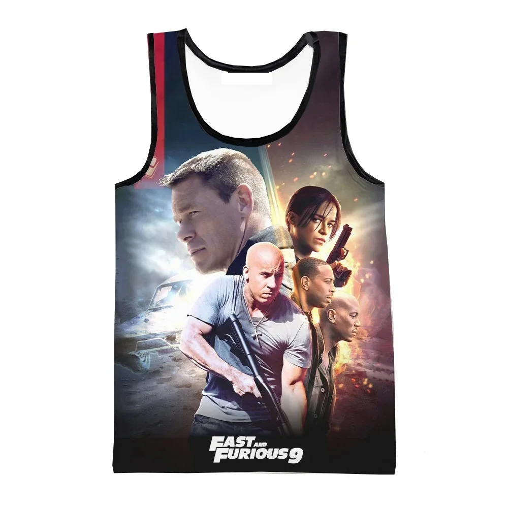 سريع وغاضب ثلاثية الأبعاد طباعة تانك القمم الرجال الصيف الشارع الشهير المتضخم اللياقة البدنية الصالة الرياضية س الرقبة سترة بلا أكمام ملابس الشاطئ الرجال #1