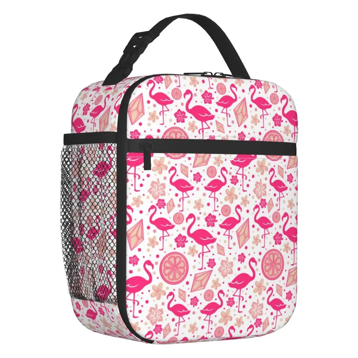 

Pink Flamingo Summer Vibes Flamingos Pattern Portable Lunch Boxes Cooler Thermal Food Insulated Lunch Bag Kids School Children