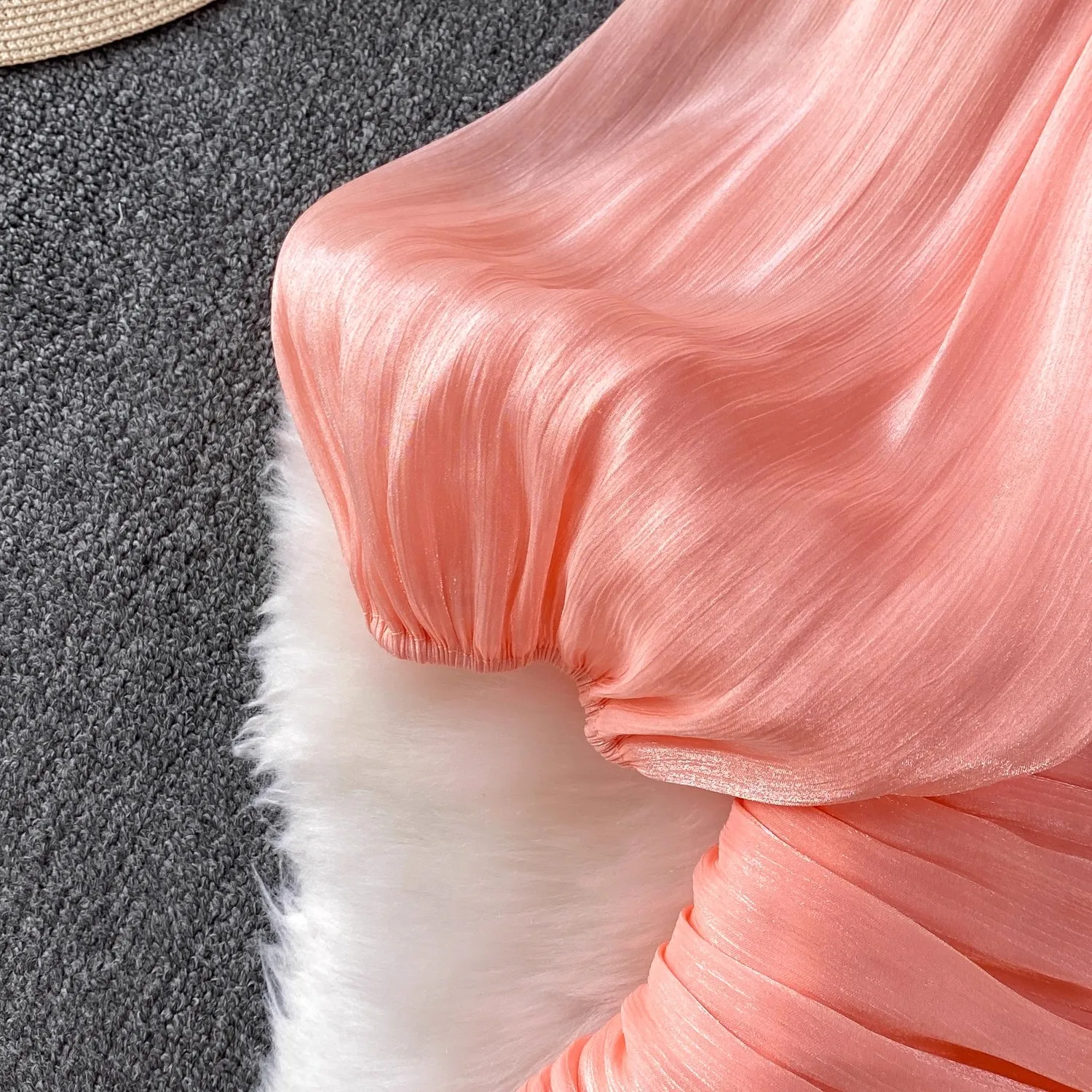 Francês elegante babados rendas longo vestido de baile de noite para mulheres manga longa lanterna frisado cinto ruched em camadas bodycon vestido