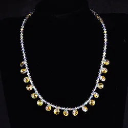 Sterling Silver Austrian Crystal Necklace Shining Beads Strand Necklaces Fashion Jewelry for Girl Kid Birthday Gift