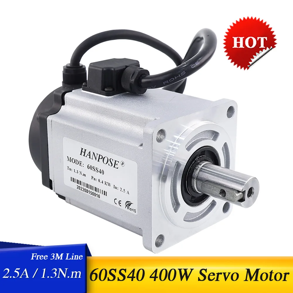 

Free Shipping 1PCS 400W Servo Motor 2.5A 1.3N.m 60SS40 Shaft Diameter 14mm 3000rpm CNC Milling Machine Equipment Accessories