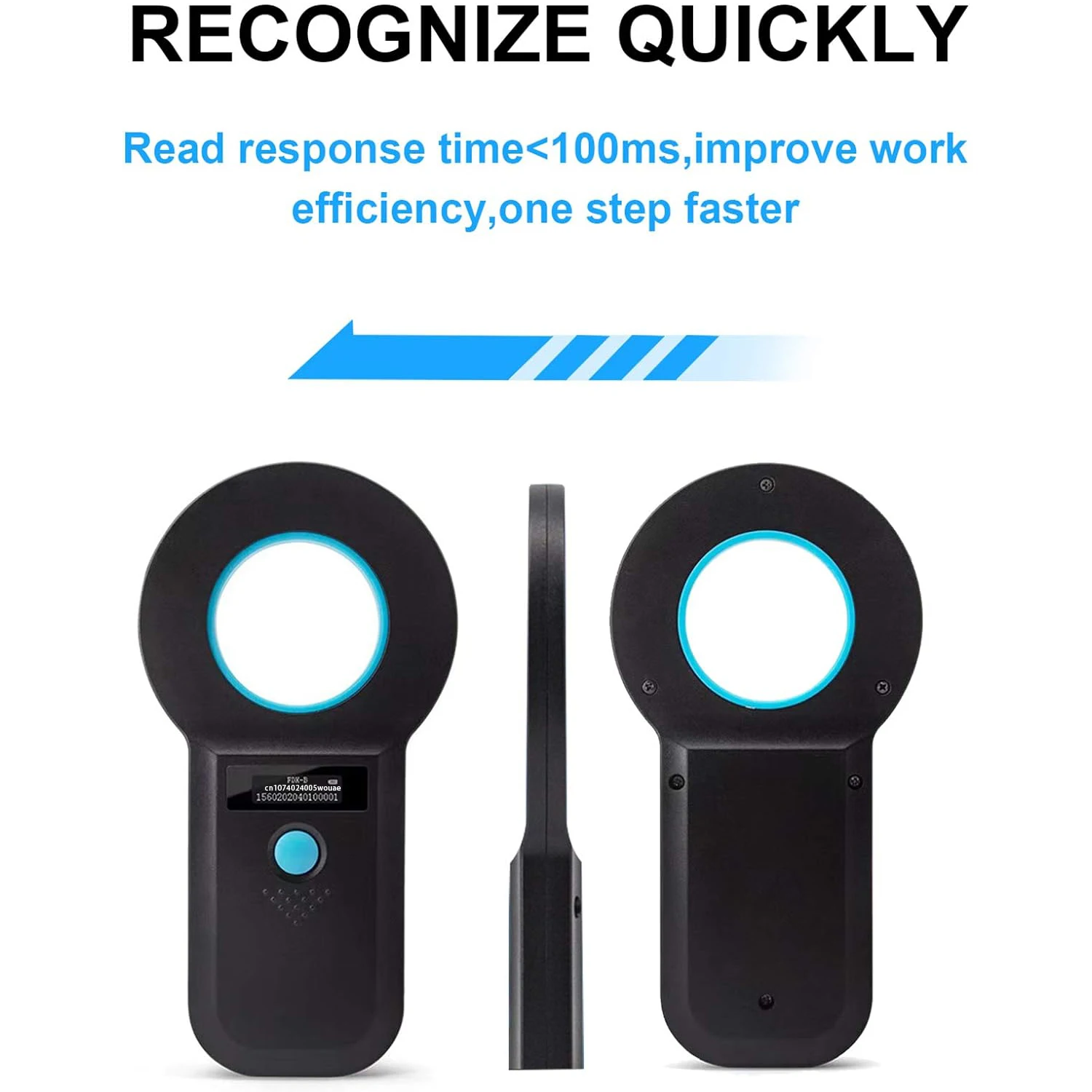 เครื่องสแกนไมโครชิป 1,000 บันทึกการเพิ่มการจัดเก็บข้อมูล อัพโหลดไปยังพีซี การสแกนระยะทาง ความเร็วเพิ่ม เข้ากันได้กับ FDX-B/EMID