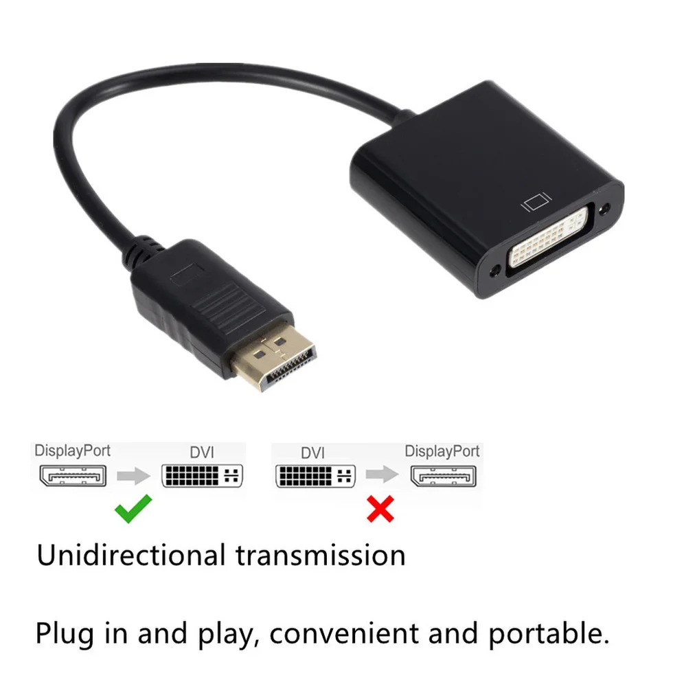 Grwibeou DP to DVI Adapter Cable DisplayPort Display Port Male to DVI Female Converter for Laptop Computer TV Monitor Projector