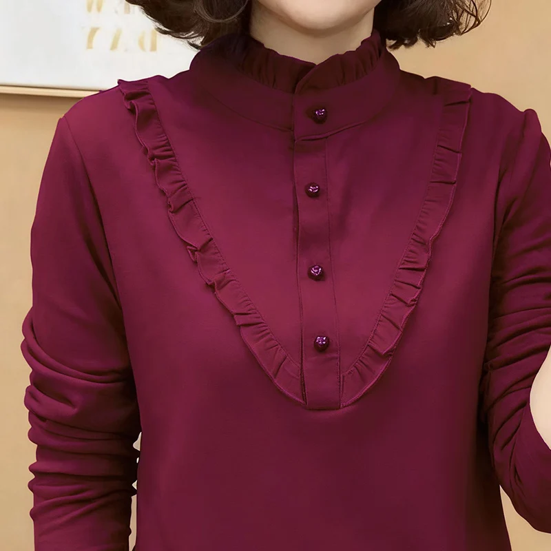 2025 Lady Chic froncé concepteur hauts femmes coréen solide à manches longues vêtements filles mode confortable thermique pulls