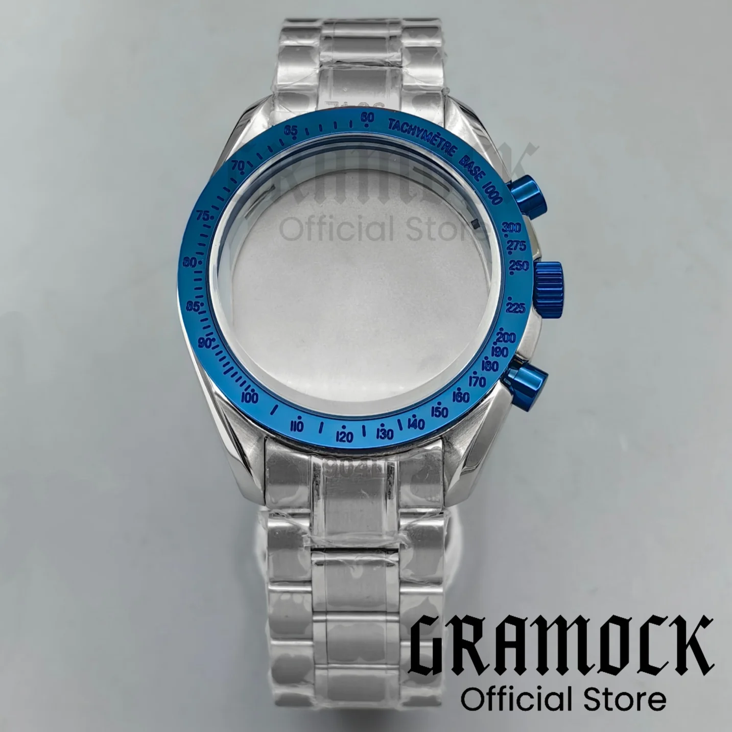 VK63 VK64 Quartz Watch Case Stainless Steel Chronograph Watch Case Blue Fixed Bezel Coated Glass Diving Watch Accessories Parts