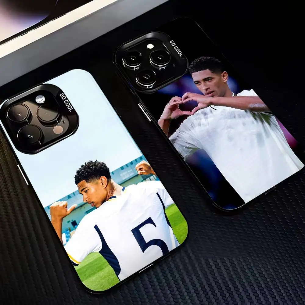 

COOL Football J-Jude Real M-Madrid Phone Case For iPhone17 16 15 14 13 12 Pro Max Grey Black Matte Laser Metallic Aurora Funda