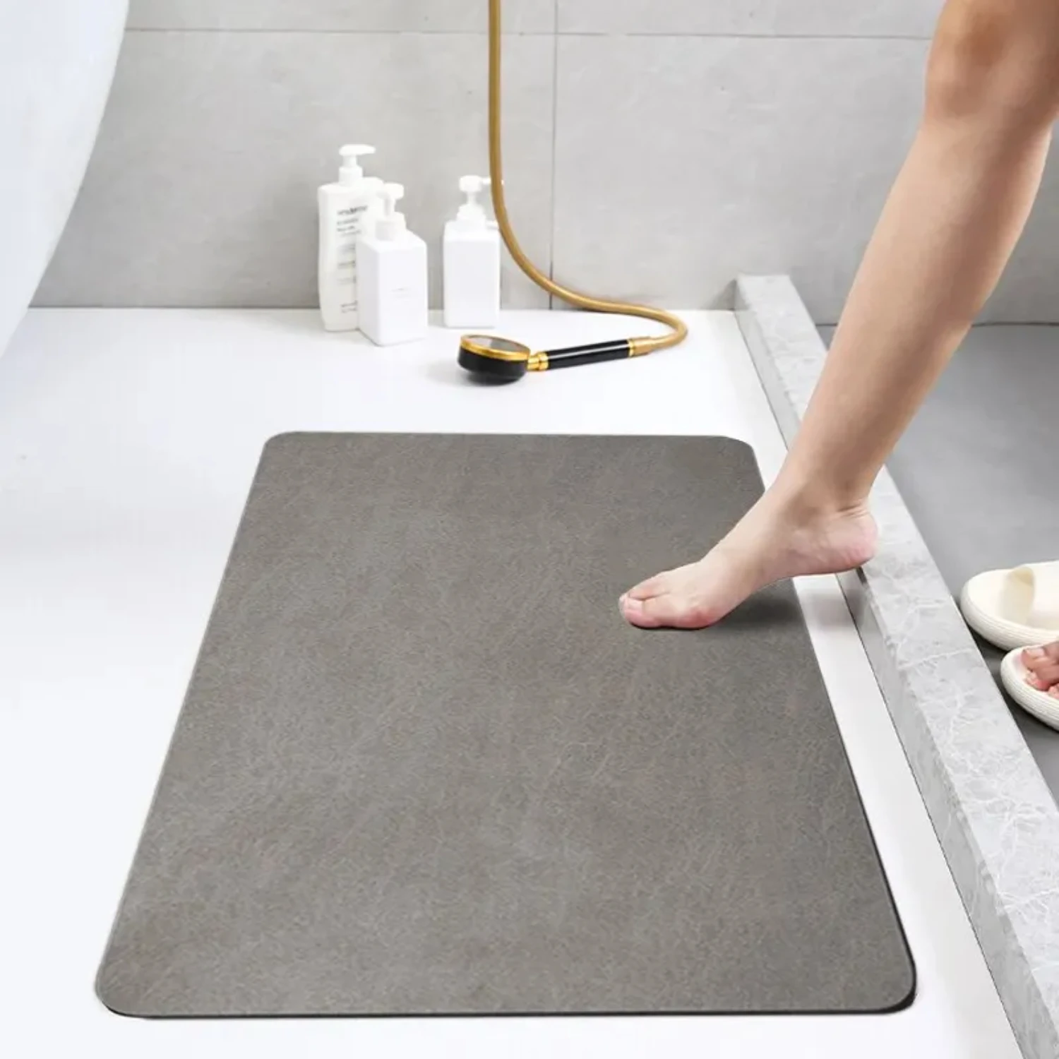 Actualice su baño con máxima comodidad y seguridad. Alfombra de baño gris súper suave y de secado rápido para s absorbente y antideslizante