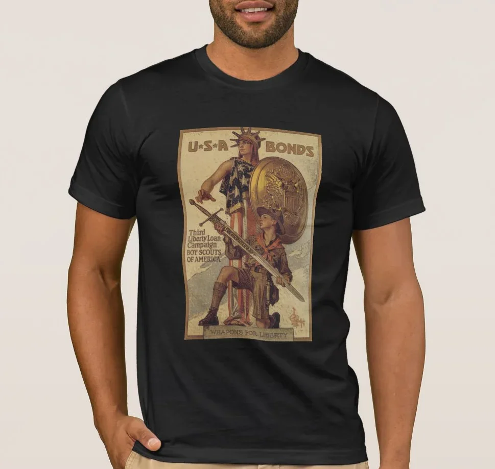 Buy Liberty Bonds WWI 1918 USA Bonds Poster T Shirt Columbia / Lady Liberty and USA Boy Scout