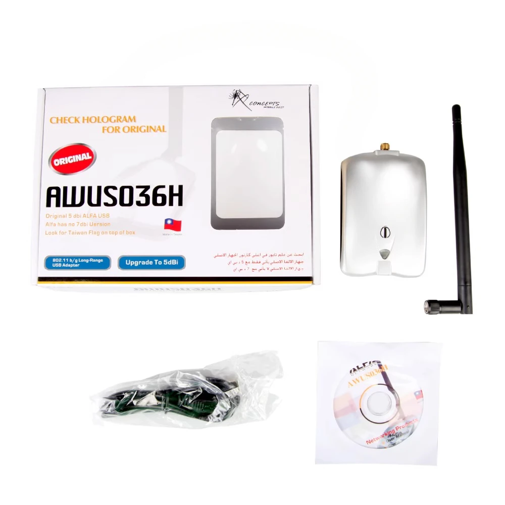 RTL8187 ALFA AWUS036H Support KaliLinux Monitoring Mode, Drive-free USB Wireless Network Interface Card