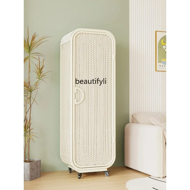 C85 Environmental Protection Iron Mesh Wardrobe Environmental Protection Girly Simplicity Hanging Storage Narrow Edge Wardrobe