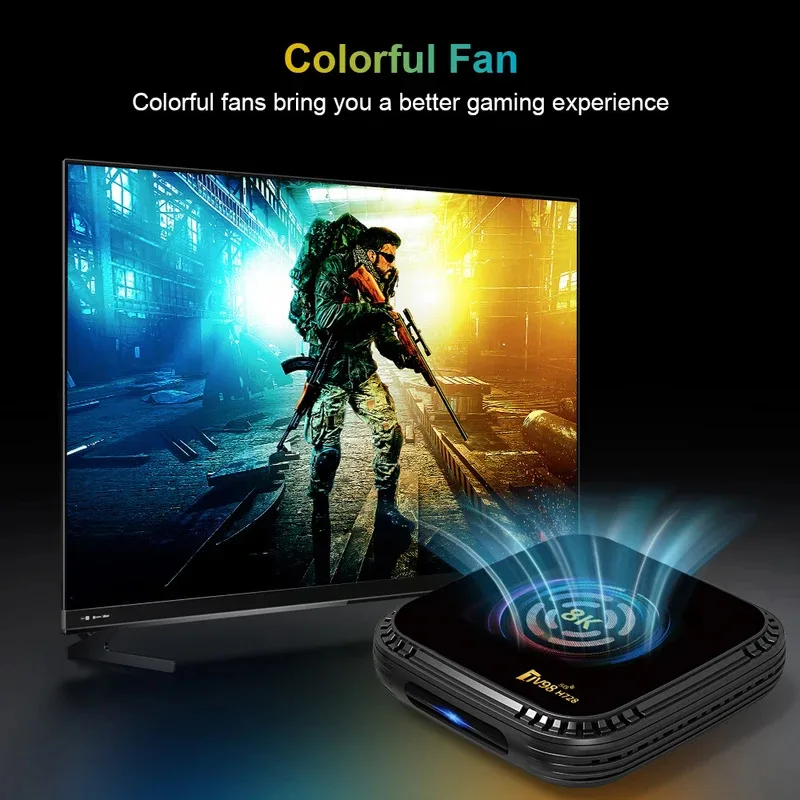 TV98 H728 TV Box Android 14 Allwinner H728 رباعي النواة يدعم 4K 8K HD 4G 5G Dual WiFi BT5.0 4GB 64GB صوت عن بعد iptv