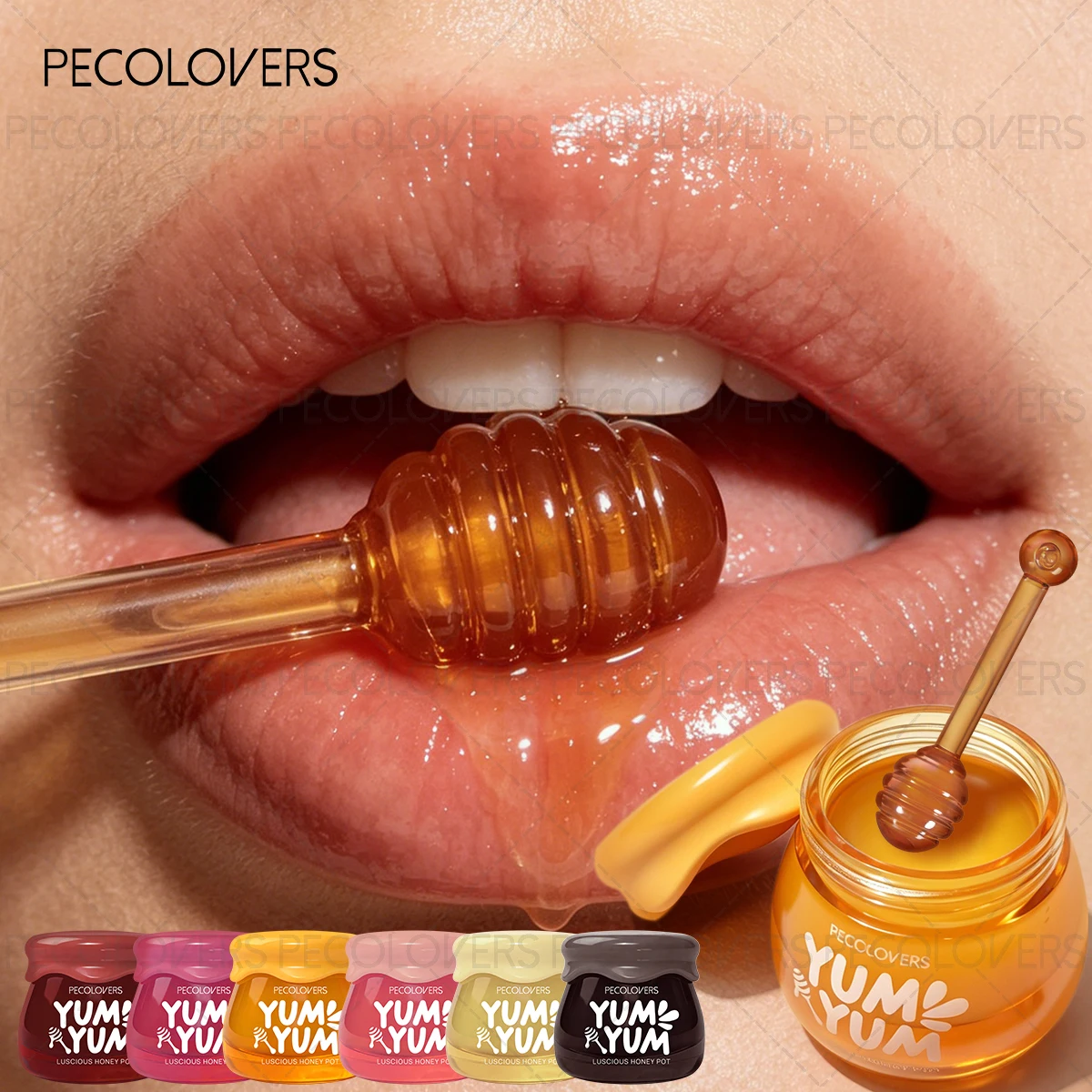 1PC Honeypot Lip Balm Moisturizing Hydrating Lip Oil Exfoliating Strawberry Peach Cherry Unisex Lip Oil Smoothing Lip Lines