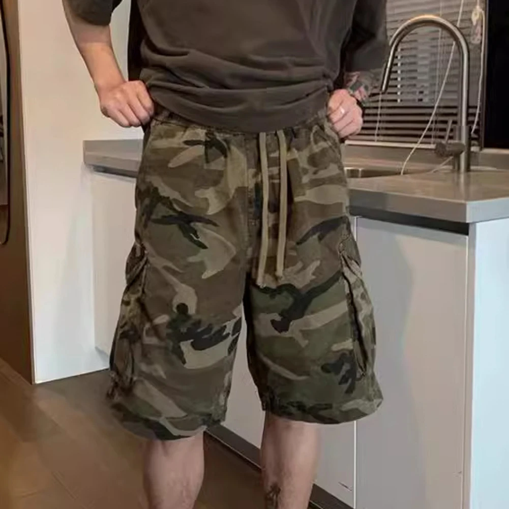 للاستخدام اليومي لقضاء العطلات، شورت فضفاض مناسب للرجال، مقاس L XL، مظهر وسيم من نسيج البوليستر، الطول العادي #4