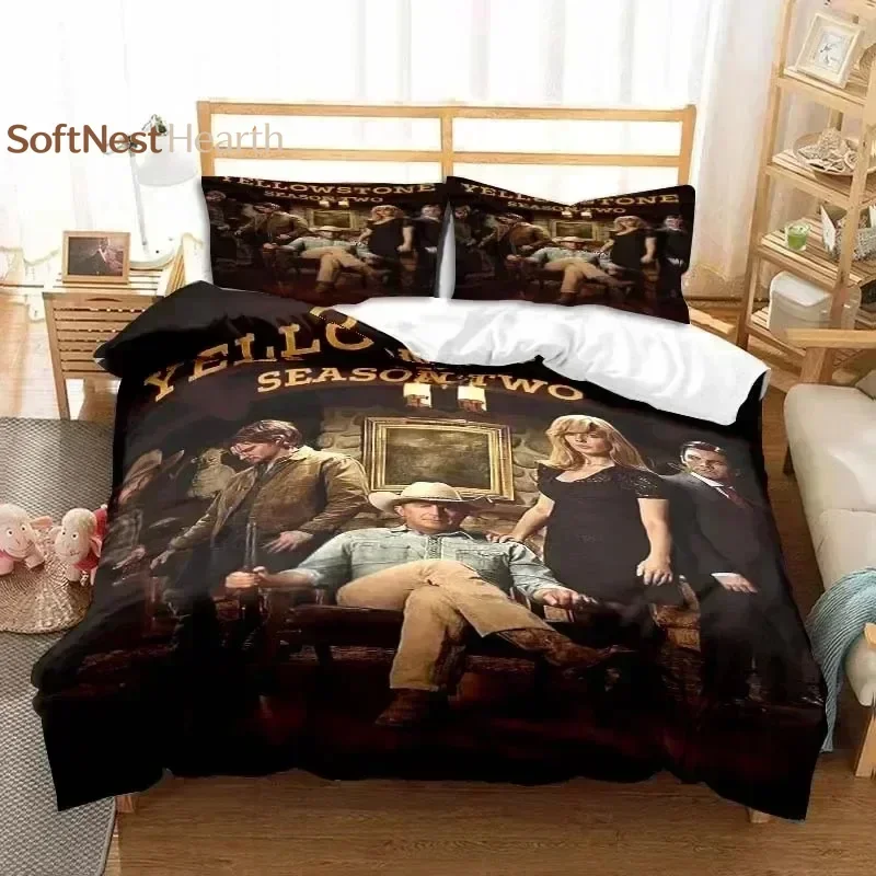 2026 This Is My Yellow-Stone Watching Retro Fashion Bedding Set Duvet Cover Pillowcase Single Double King Size Adult Bedroom Gif