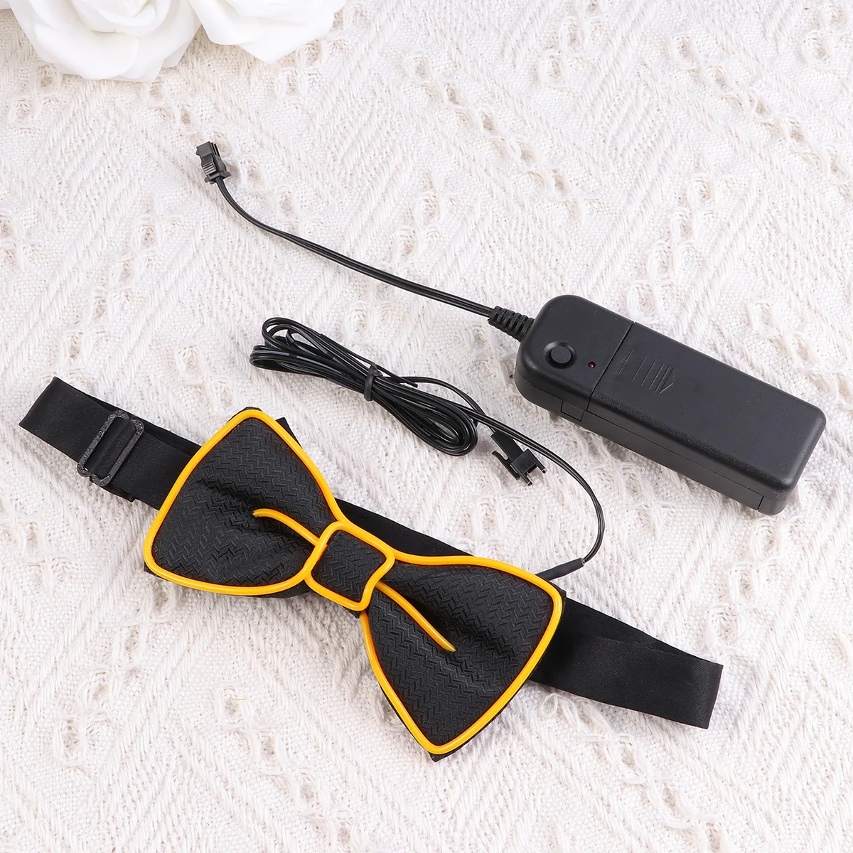 

Glowing LED Party Tie Yellow Illuminated Bow Tie for Masquerade Halloween Cosplay Events Fashion Statement Luminous Collar