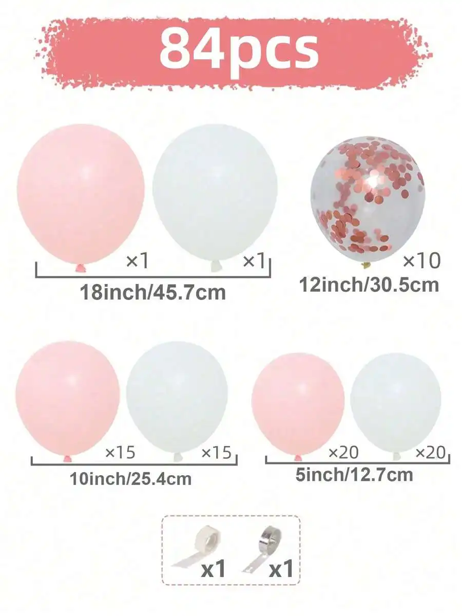 84/101/202-teiliges Ballonset, geeignet für Geburtstagsfeiern, Jubiläen, Abschlussfeiern, Brautpartys, Valentinstag – Detail 12