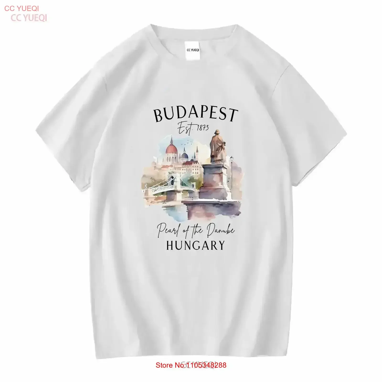 Budapest T-Shirt Ungarn Reise Urlaub Souvenir Kleidung Vintage Washed Casual Herren Vielseitig Leicht Vintage Washed