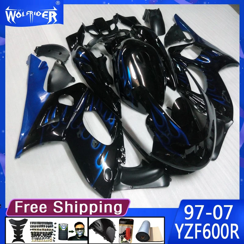 

motorcycle ABS plastic fairing for YZF600R 97-07 YZF600R 1997 - 2007 Motorbike black blue fairing Manufacturer Customize cover