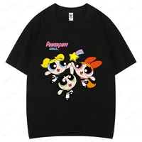 The P-Powerpuffs Girls Cotton T-Shirt Summer Harajuku Printed T Shirts Short Sleeve Awesome Tshirt Woman Man O-Neck Top Tees