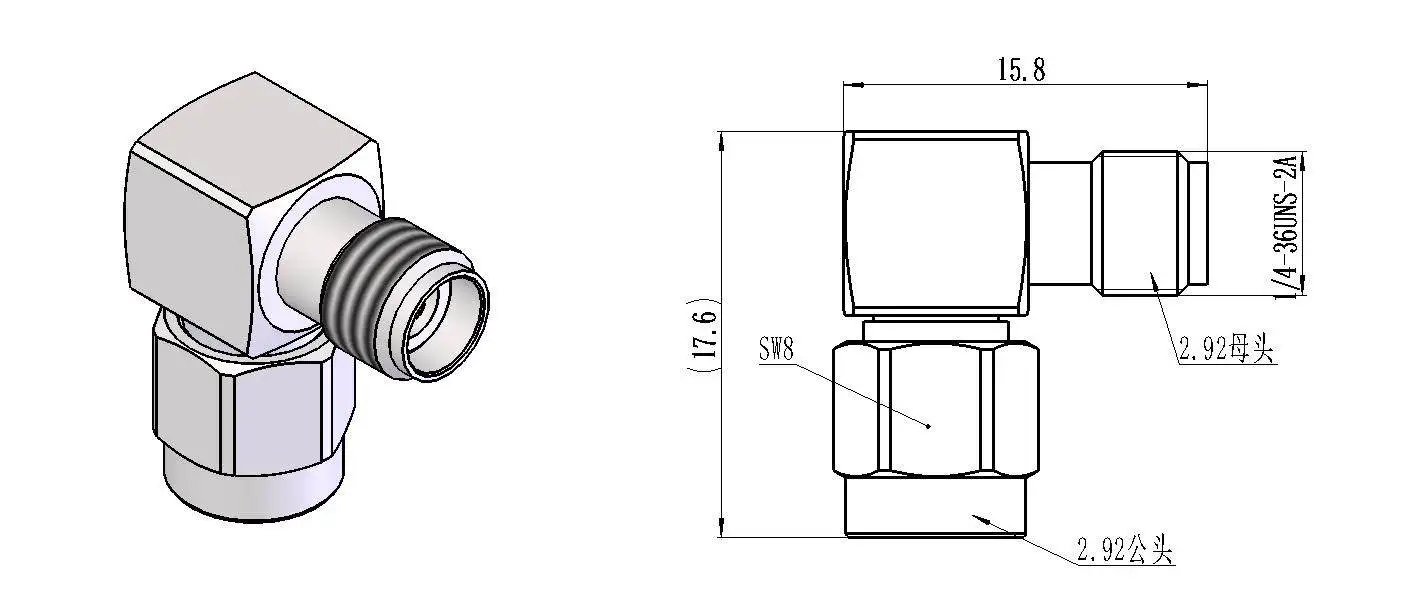 2.92-JWK  adapter 2.92mm elbow male to female 2.92 male to female right angle elbow 40G